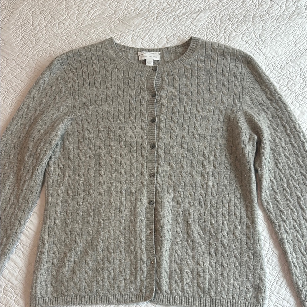 Gray Cable Knit Women's Sweater